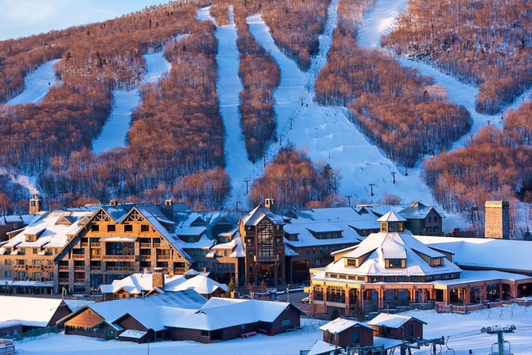 Lodge at Spruce Peak during winter